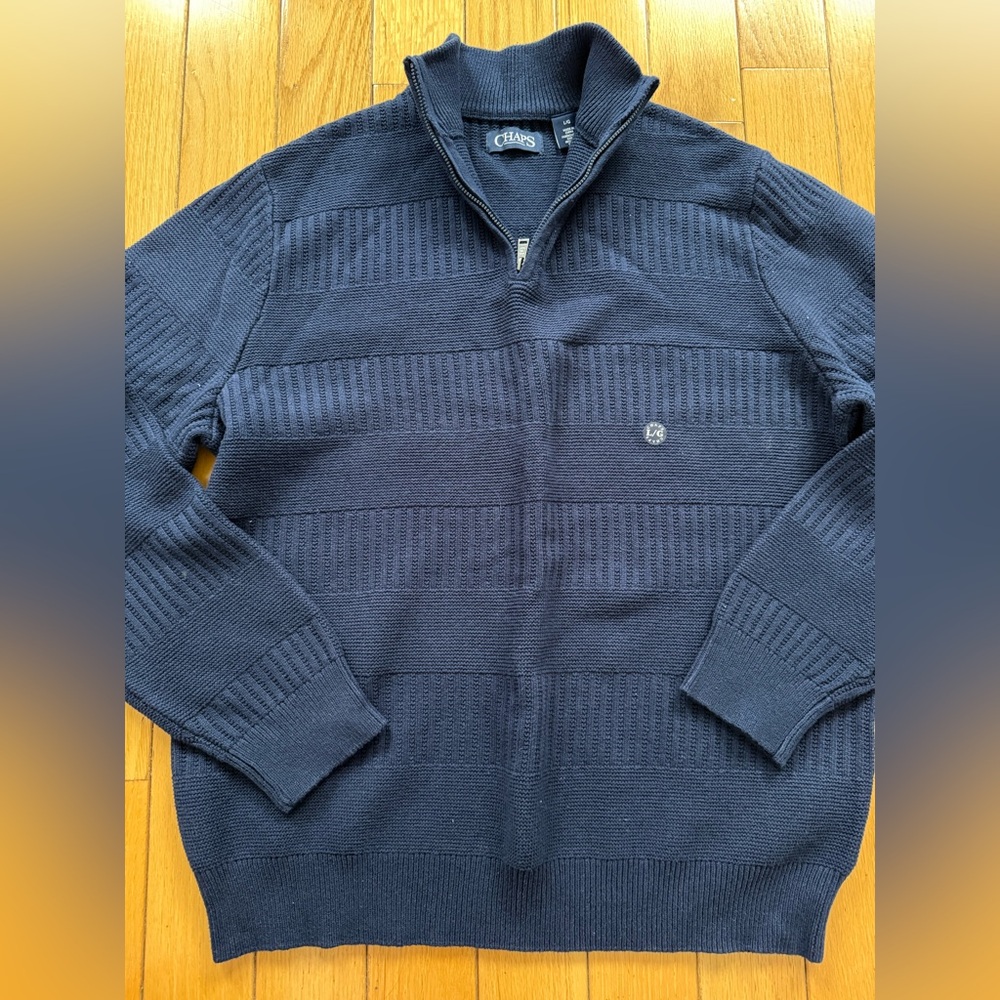 Chaps Dark Blue Zip-Up Sweater